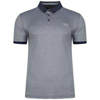 Chatham Patterned Collar Polo Shirt in True Navy  Le Shark
