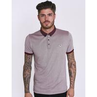 chatham patterned collar polo shirt in oxblood le shark