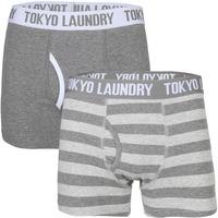 Chicksand Nautical Stripe Boxer Shorts Set in Light Grey/Grey Marl - Tokyo Laundry