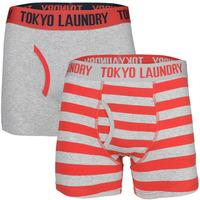 Chicksand Nautical Stripe Boxer Shorts Set in Red/Light Grey Marl - Tokyo Laundry