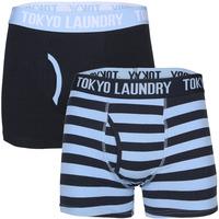 Chicksand Nautical Stripe Boxer Shorts Set in Navy/Blue - Tokyo Laundry