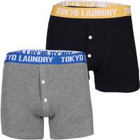 Chalcot Boxer Shorts Set in Dark Navy / Mid Grey Marl - Tokyo Laundry