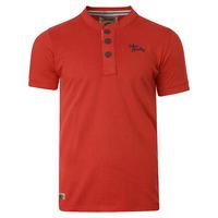 Chartham 2 Button Henley T-Shirt in Fiesta Red - Tokyo Laundry