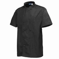 Chef\'s Basic Stud Short Sleeve Jacket Black Small