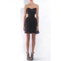 chiffon bandeau dress with lurex straps