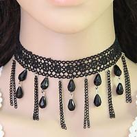 choker necklaces alloy lace acrylic tassel vintage teardrop jewelry wo ...