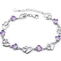 Chain Bracelet Crystal Sterling Silver Fashion Jewelry Purple Jewelry 1pc