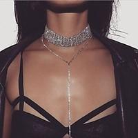 Choker Necklaces Jewelry Party Engagement Daily Tassels Euramerican Fashion Alloy Luxury Rhinestone 1pc Gift Gold Silver