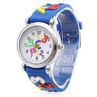 Children\'s Letters Pattern Blue Silicone Band A B C Quartz Strap Watch Analog Wrist Watch Cool Watches Unique Watches Fashion Watch