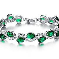 Chain Bracelet Emerald Crystal Crystal Zircon Simulated Diamond Alloy Fashion Jewelry Red Green Jewelry 1pc