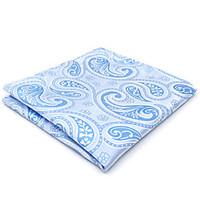 CH9 Handmade New For Mens Pocket Square Handkerchiefs Blue Paisley 100% Silk Jacquard Woven Business