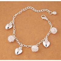 Charm Bracelet Alloy Round Heart Cut Fashion Women\'s Jewelry 1pc