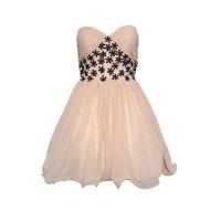 Chiffon Bandeau Flower Trim Dress