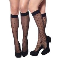 charnos 15 denier patterned knee highs 2 pair pack