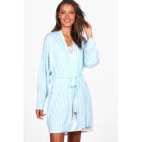 Chana Striped Lounge Robe - blue