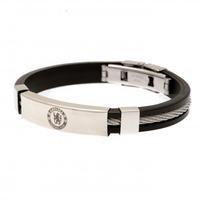 Chelsea F.C. Silver Inlay Silicone Bracelet