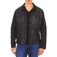 chevignon brewa mens leather jacket in blue