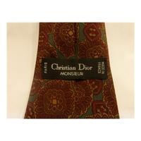 Christian Dior Silk Tie Deep Red & Burgundy Pattern