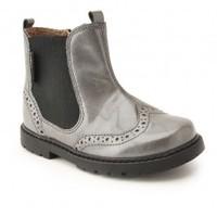 Chelsea, Grey Patent Girls Zip-up Boots