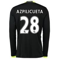 chelsea away shirt 16 17 long sleeve with azpilicueta 28 printing blac ...