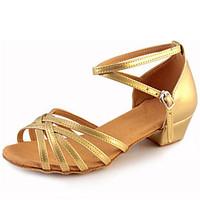 Children\'s Dance Shoes Sandals Leatherette Chunky Heel Gold/Silver