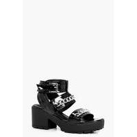 chain detail chunky cleated sandal black