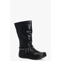 Chain And Stud Trim Knee Boots - black
