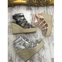 Chann studded espadrille strappy wedge