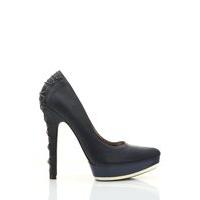 Chain Lace Heel Faux Leather Shoes