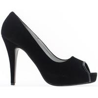 Chaussmoi Shoes women black velvet size 13cm heel open end women\'s Court Shoes in black