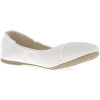 Chaussmoi Ballerines blanches aspect cuir brillant et bout à paillettes women\'s Shoes (Pumps / Ballerinas) in white