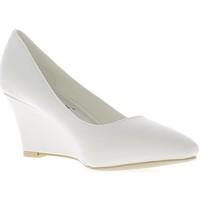 Chaussmoi Chaussures femme compensées blanches bouts pointus à talon de 7 women\'s Court Shoes in white