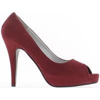chaussmoi shoes woman large burgundy velvet 13cm heel open end womens  ...