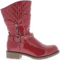 Chaussmoi Boots red women varnished heel 4cm filled women\'s High Boots in red