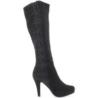 Chaussmoi Black boots with heel end of 10cm with embroidered rod women\'s High Boots in black