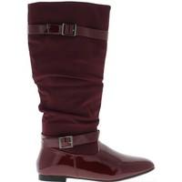 Chaussmoi Burgundy boots with square heel 1 cm large women\'s High Boots in red
