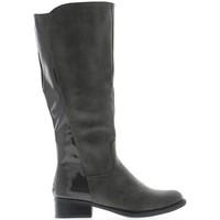 chaussmoi grey boots with heel 4cm leather square womens high boots in ...