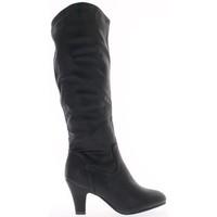 chaussmoi 8cm leather high heel black boots womens high boots in black
