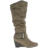 chaussmoi wedge boots women moles 7cm heel womens high boots in brown