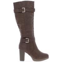 chaussmoi boots women brown 9cm heel and mini platform womens high boo ...