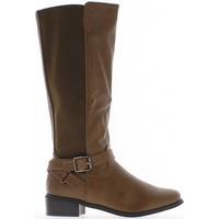 Chaussmoi Boots women camel bi material 4cm heel women\'s High Boots in brown