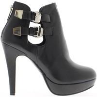 chaussmoi black heel boots 115 cm leather platform womens low ankle bo ...