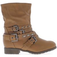chaussmoi ankle high boots lined camel heel 3cm with studded straps wo ...