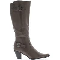 Chaussmoi Boots woman Mole in 7cm look western heel women\'s High Boots in brown
