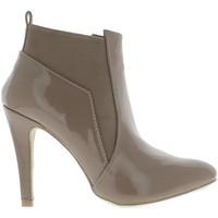 chaussmoi ankle boots woman taupe varnished to 10cm thin heels pointed ...