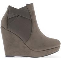chaussmoi wedge boots taupe heel 115 cm look suede with platform women ...