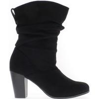 chaussmoi lined black large boots size 9cm aspect suede heel womens lo ...