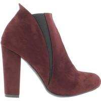 Chaussmoi Bordeaux low boots large size to 12cm heel women\'s Low Ankle Boots in red
