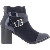 chaussmoi blue women boots heel 7 5cm bi material womens low ankle boo ...