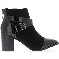 Chaussmoi Black women boots heel 7, 5cm bi material women\'s Low Ankle Boots in black